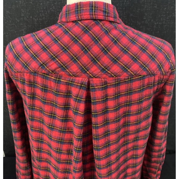 BDG Urban Outfitter Louie Red Plaid Flannel Shirt Layered Lace Ruffled Detail SP - Picture 6 of 14
